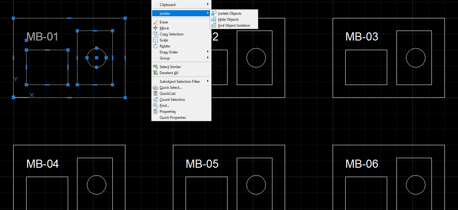 Cách ẩn hiện đối tượng trong CAD bằng ISOLATEOBJECTS 2026