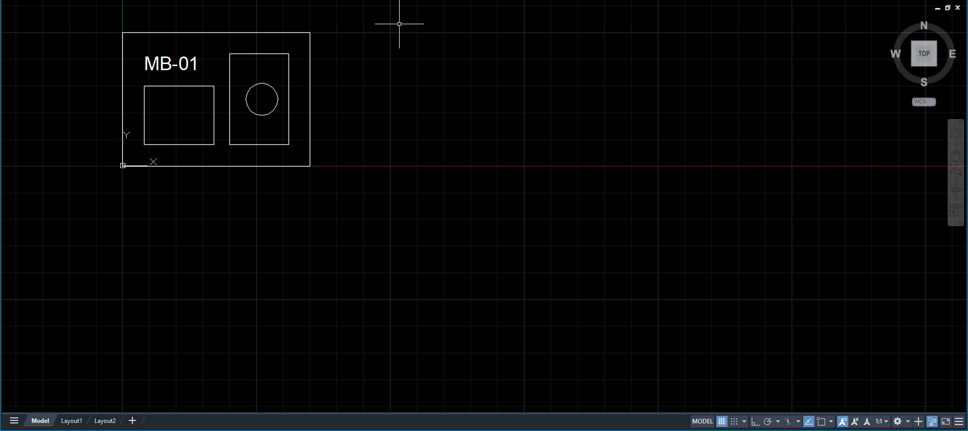 Bản vẽ AutoCAD 2026 sau khi chạy ISOLATEOBJECTS, chỉ còn một mặt bằng trên màn hình