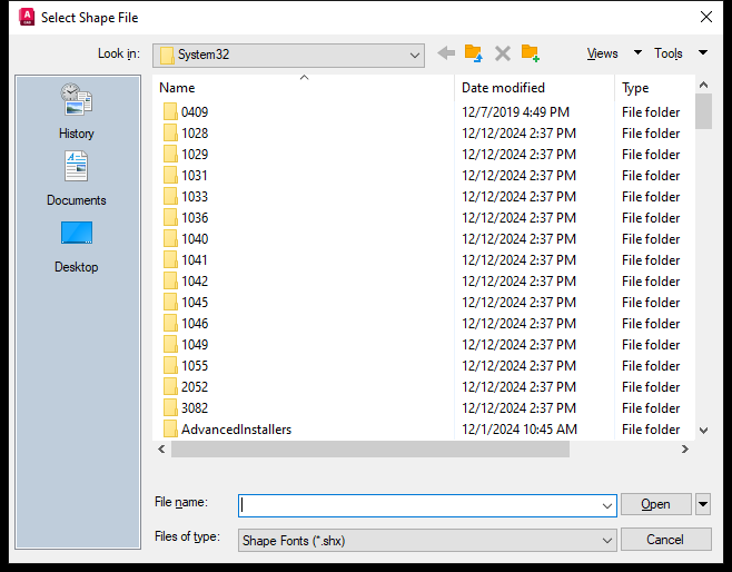 Lenh LOAD mo hop thoai Select Shape File chi nhan tep SHX