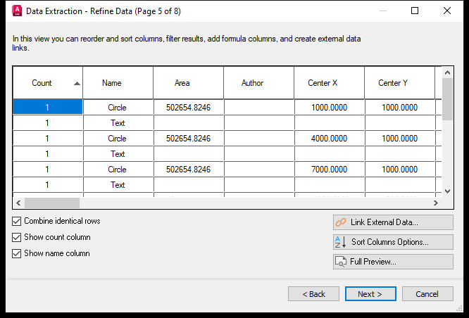 Trang 5 Refine Data voi bang xem truoc cot Count Name Area