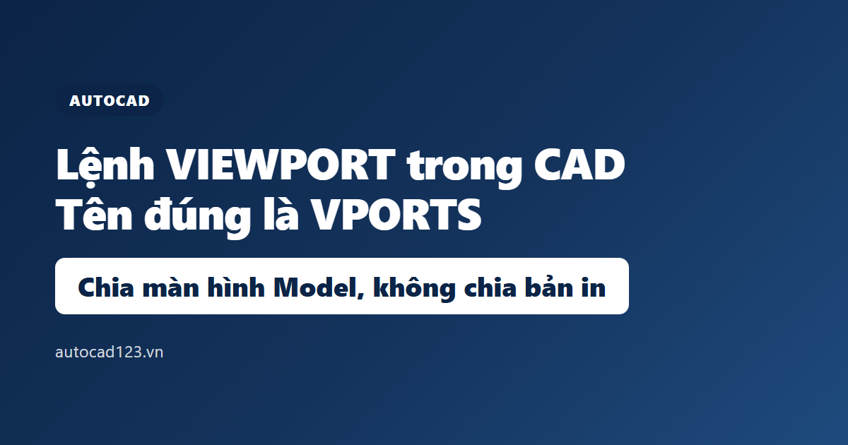 Lệnh VIEWPORT trong CAD: gõ đúng tên, chia màn hình Model
