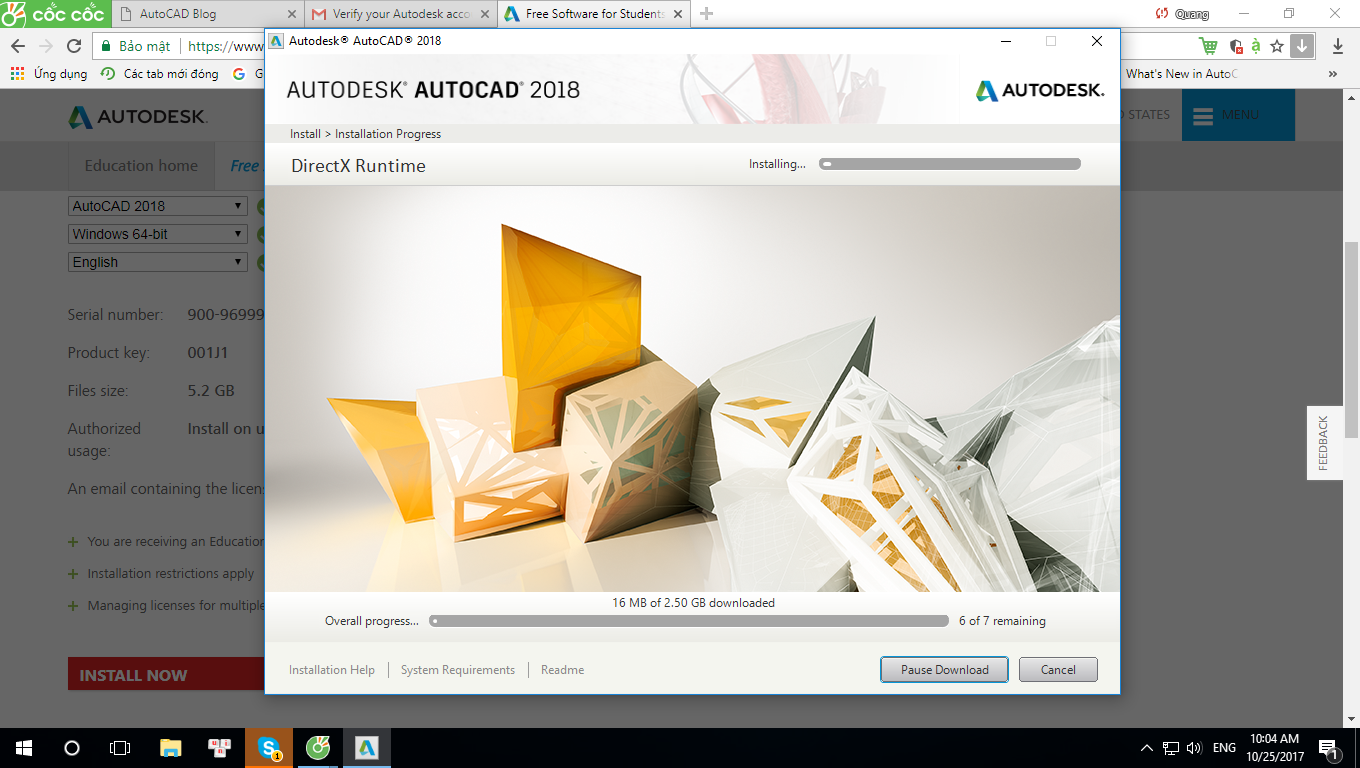 cài đặt AutoCAD 2018 bản quyền