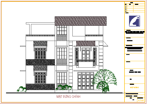 Bản vẽ CAD mẫu nhà biệt thự gia đình 6x11m
