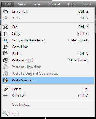 Phần II: Chèn Excel vào CAD bằng cách Paste special
