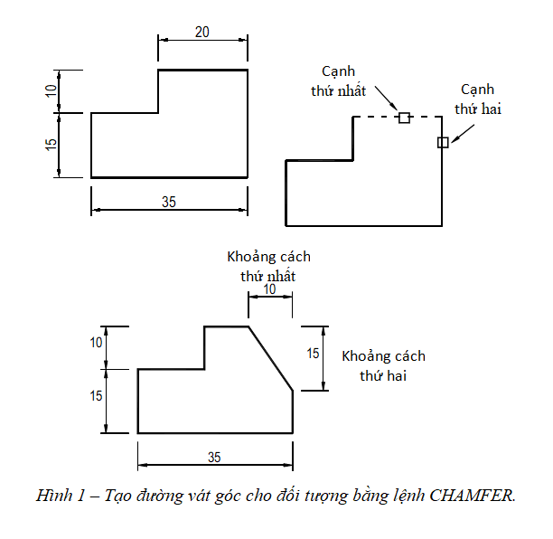 Tạo đường vát góc trong CAD - Lệnh CHAMFER trong CAD