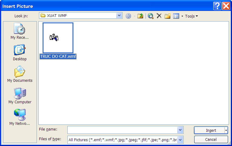 Chèn WMF file vào MS.Word