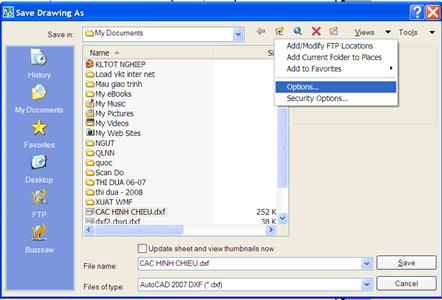 Lệnh Saveas trong AutoCAD - Tạo định dạng DXF file
