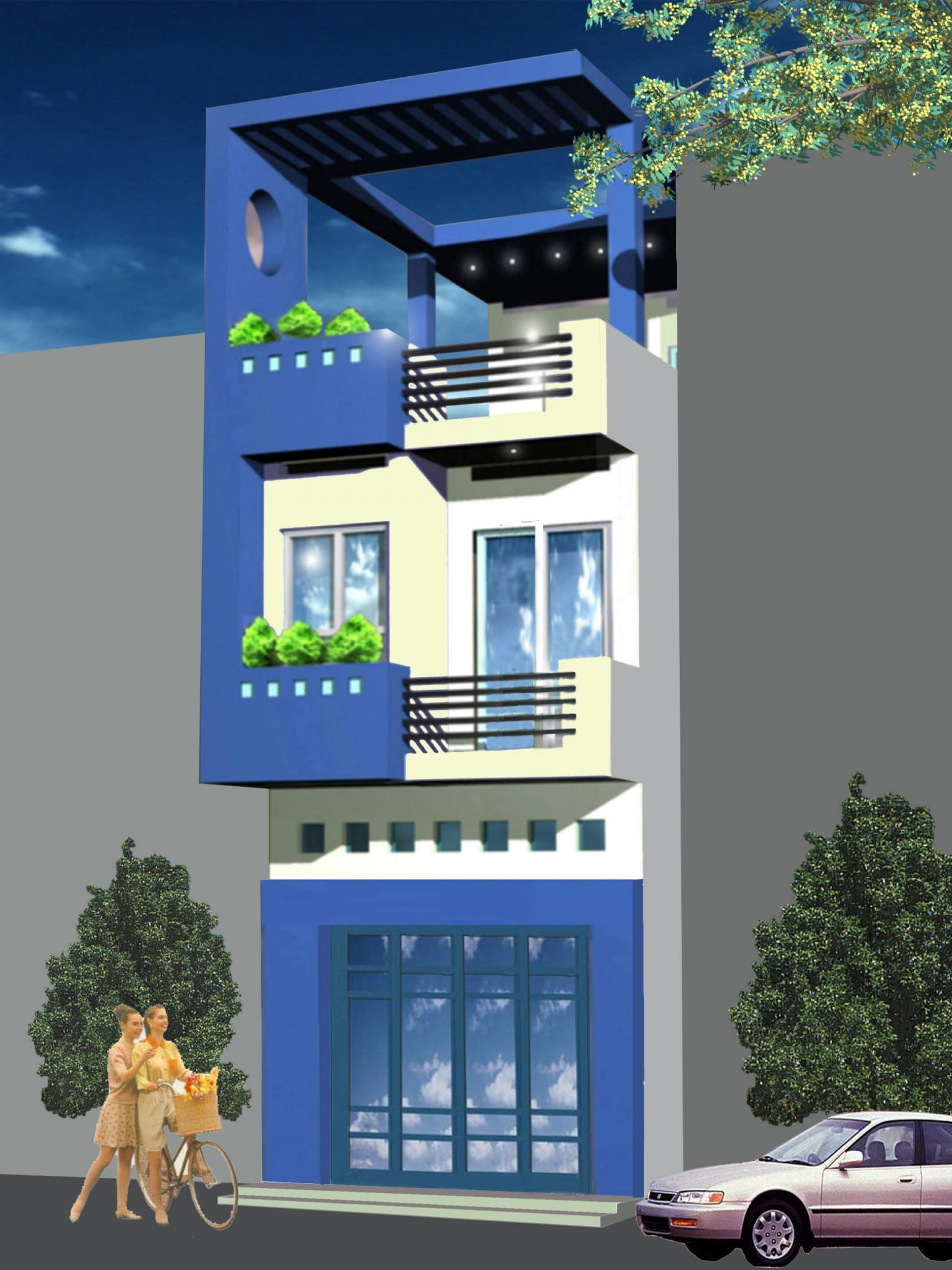 Nhà phố 3 tầng 4x13m - Mẫu nhà đẹp hiện đại