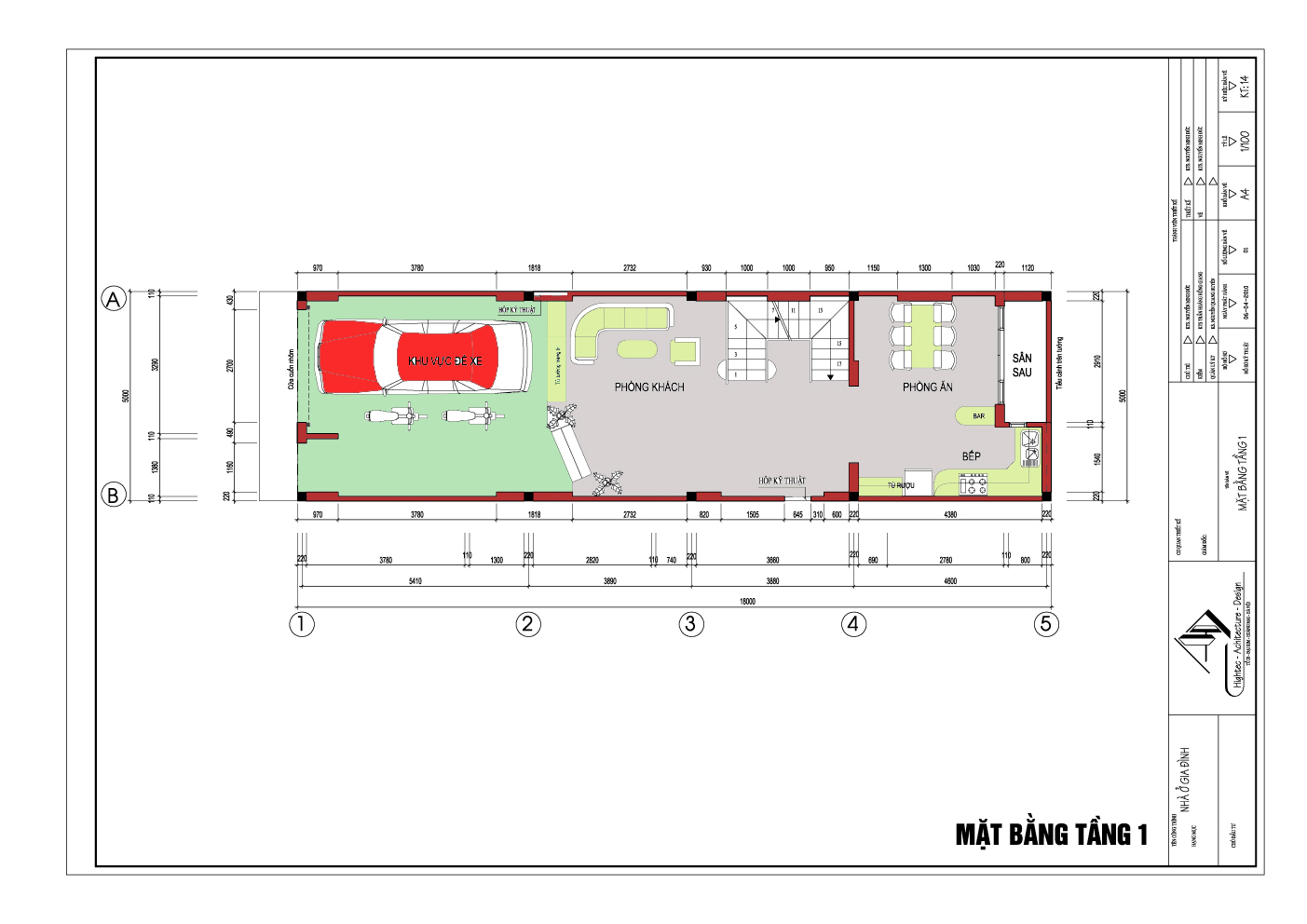 Nhà phố 3 tầng 5x18m - Bản vẽ file pdf